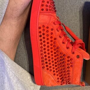 Christian Louboutin Red Spiked Sneakers